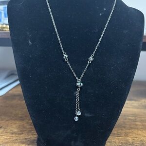 1928 Silver-Tone Crystal Drop Y-Necklace